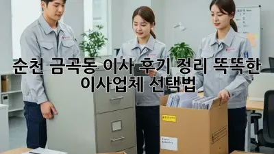순천 금곡동 이사 후기 정리: 똑똑한 이사업체 선택법